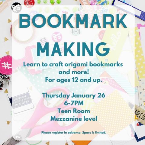 Bookmark Making Jan. 26 at 6:00 PM