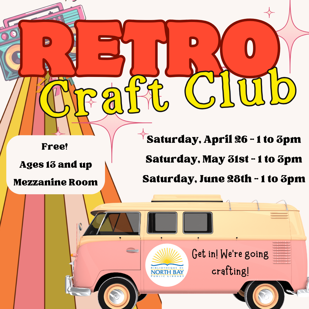 Retro craft club June 28 1-3PM in the Mezzanine Room